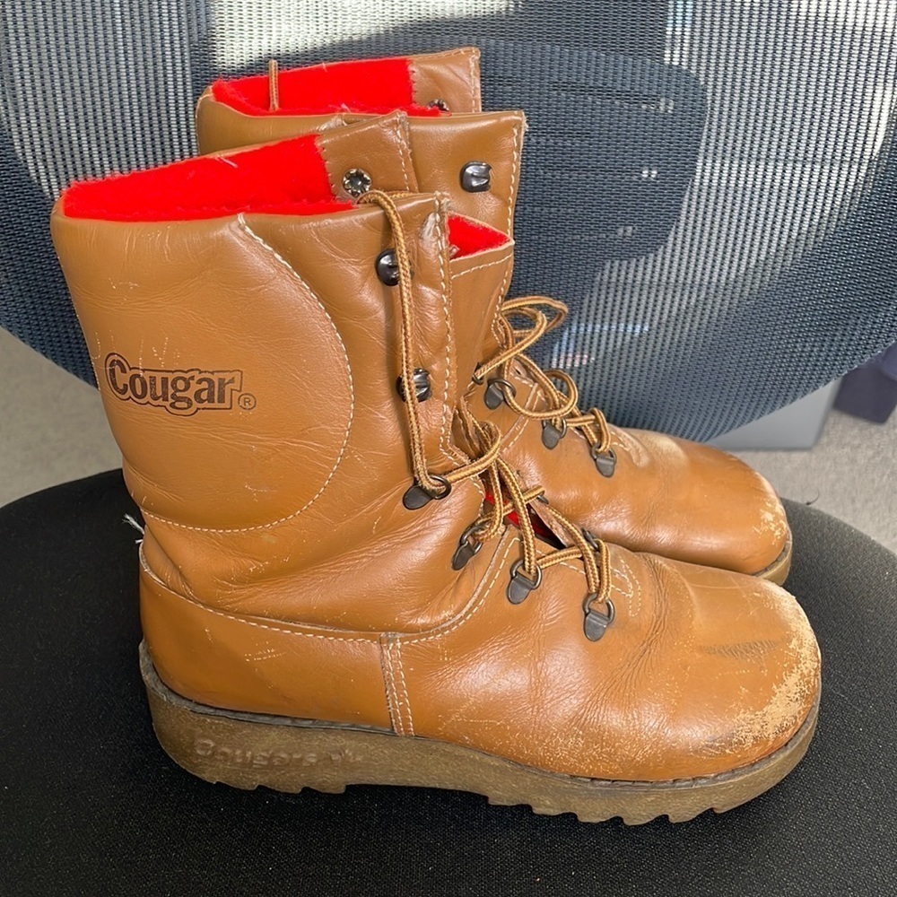 VGC Vintage Cougar Fur Lined Lace Up Winter Boots - Size 5